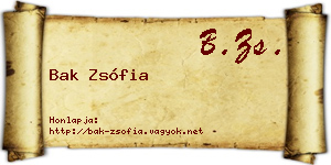 Bak Zsófia névjegykártya